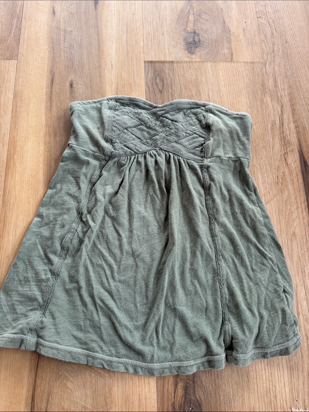 American Eagle Outfitters Olive Strapless A-Line Knit Skirt